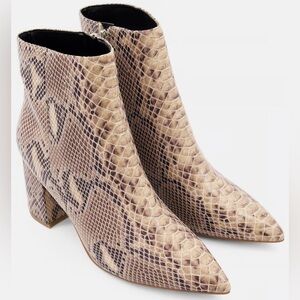 Marc Fisher Women Medium Snakeskin Pointed Ankle Boots, Brown/Black